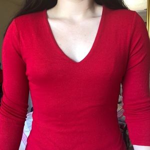 V neck Red Shirt